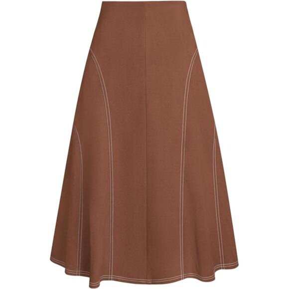 Women's Midi Skirt High Waist A Line Skirt Burnt - Picture 1 of 5